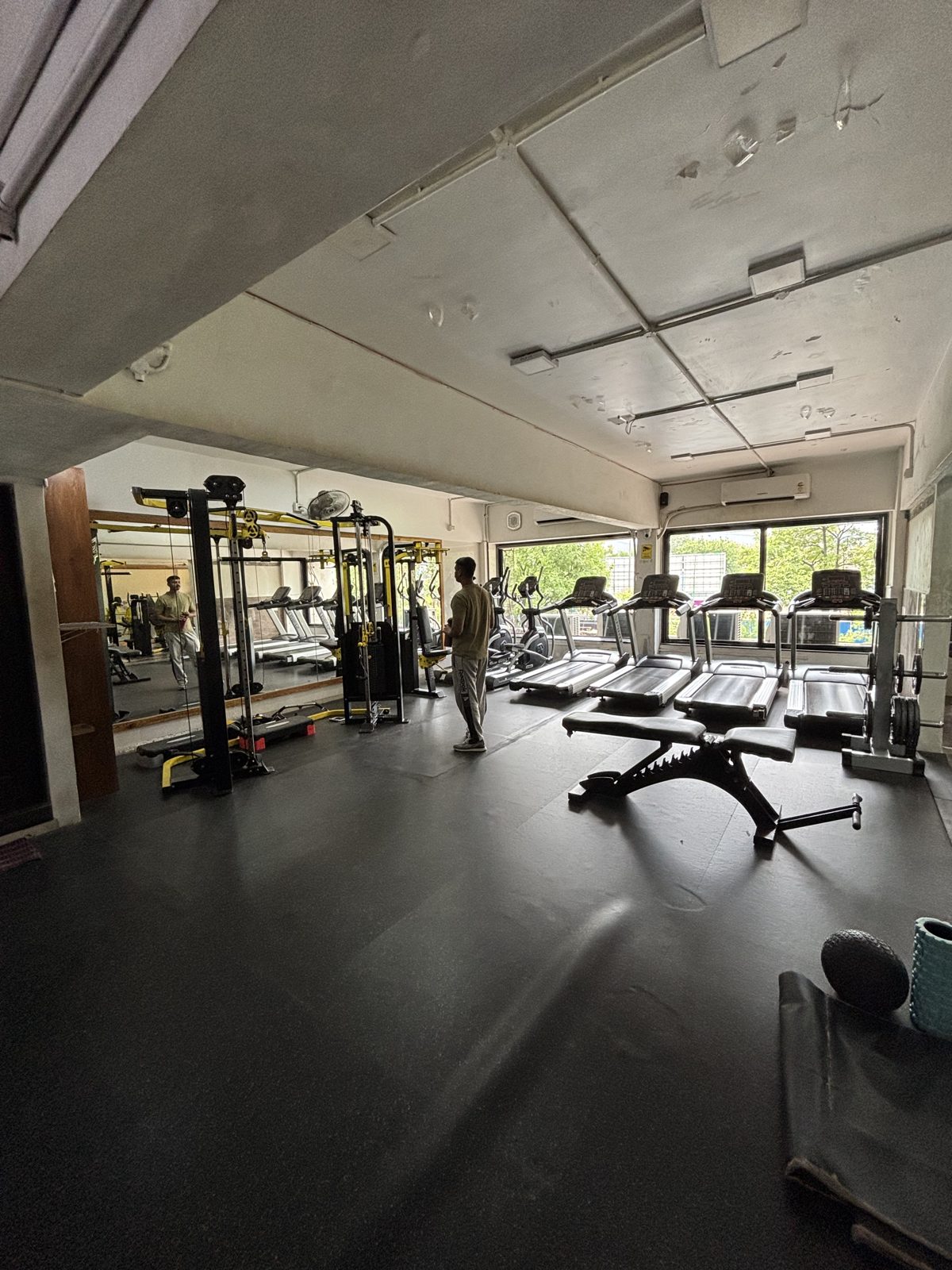 Treadmills and cardio zone with windows at FCC